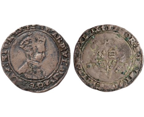 British Coins, Edward VI, second period, shilling, 1549, Canterbury, mm. t, crowned bust r., rev. garnished, oval shield of a