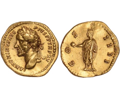 Ancient Coins, Antoninus Pius (138-161), aureus, Rome (151-152), ANTONINVS AVG PIVS P P TR P XV/COS IIII, laur. head l., rev.