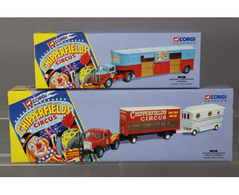 Two Corgi Classics Chipperfield Circus scale models “Bedford O Articulated Horsebox” (No. 97887), &amp; “Scammell Highwayman 