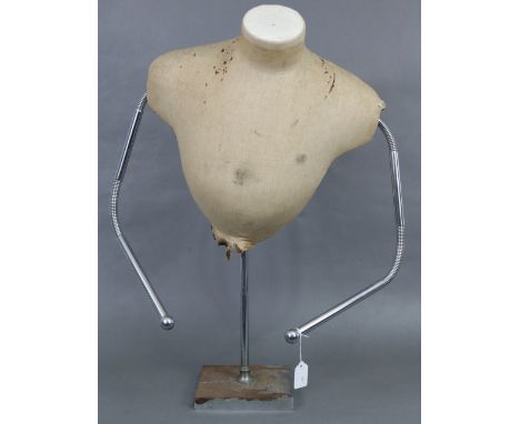 A mid-20th century Harris &amp; Sheldon Ltd. of Birmingham flex-arm shop’s mannequin on silvered-metal adjustable centre colu