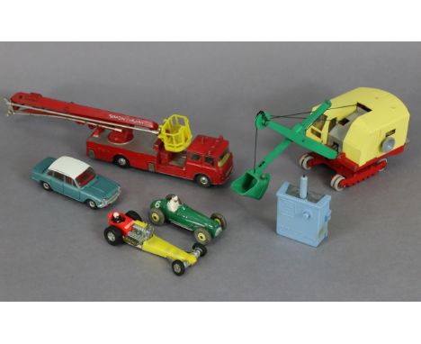 A Dinky Supertoys die-cast scale model “38-RB Excavator”; together with four other Dinky scale model vehicles; &amp; a Dinky 