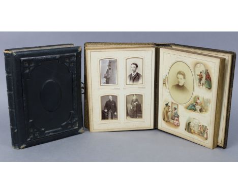A late 19th century leather-bound family photograph album “The Charles Dickens Album” containing forty-one carte-de-visite po