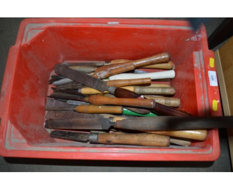 A box of wood turning tools 