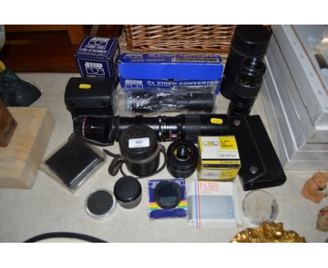 A collection of various camera lenses 