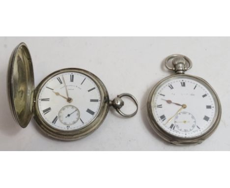 Hallmarked silver full hunter keywind fusee pocket watch by Thomas Russell &amp; Sons and a silver open face pocket watch by 