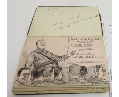 A very interesting WWI period album with hand written entries by wounded soldiers admitted to hospital after various battles,