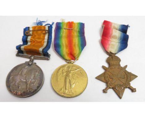 WWI trio named to Lt Col G C R Laurence (the 1914-15 star also with RE") on ribbons"