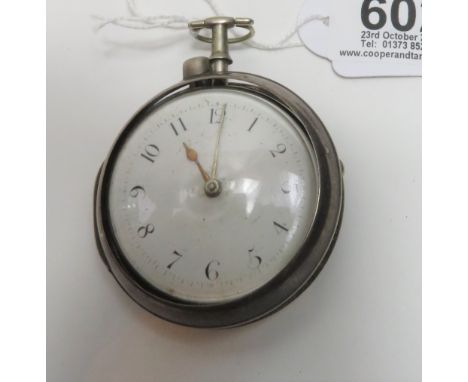 19th century silver hallmarked keywind pair cased verge pocket watch by John Bates, Kettering