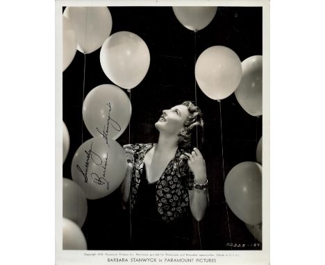 Barbara Stanwyck signed 10x8 inch vintage black and white photo. Good condition. All autographs come with a Certificate of Au
