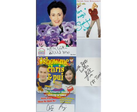 Entertainment TV 4 x collection. Sarah Jane signed promo. colour photo. Ellis Ward Signed promo. Colour picture. Justin Fletc