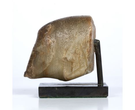 Mutton fat jade pebble fragment Chinese, late Han Dynasty carved as a severed pig's head with a mottled greyish unpolished su