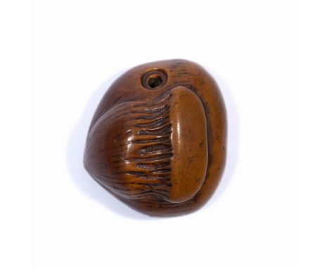 Wood netsuke of two chestnuts  Japanese, Edo period unsigned