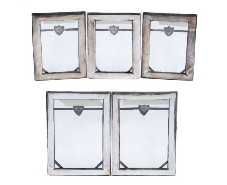 Five export silver picture frames Chinese, 19th Century of rectangular form, each with a shaped shield on the back, with impr