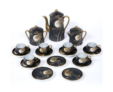 Eggshell porcelain tea set Japanese, 20th Century comprising of a teapot, milk jug, sugar bowl, six cups with saucers and thr