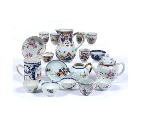 Group of porcelain pieces Chinese, 18th/19th Century to include an export Imari jug 17cm high two teapots, a tankard and vari