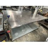 Table de Travail EDLUND, en Acier Inox. avec Dos & Ouvre-boite, 72'' x 30''