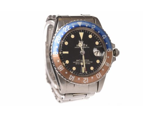GENTLEMAN'S ROLEX OYSTER PERPETUAL GMT-MASTER STAINLESS STEEL CHRONOMETER WRIST WATCHoriginally purchased 1967, no. 1437458 b