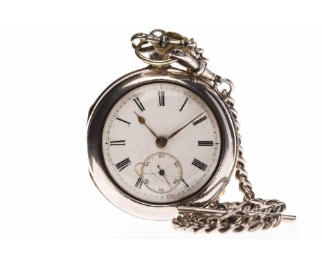 LATE NINETEENTH CENTURY SILVER PAIR CASED POCKET WATCHthe white enamel dial with Roman numerals in black, subsidiary seconds 