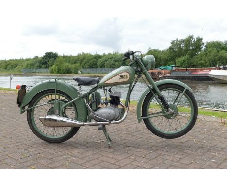 1953 BSA Bantam D1, 125cc. Registration number JKY 632W (see text). Frame number BD2S 12485. Engine number YDL 2184.Many a no