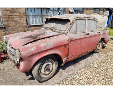 1958 Hillman Minx Series II Project, 1390cc. Registration number HXG 46. Chassis number A1821010H. Engine number  A1821010H H