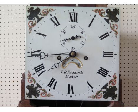 E.R. Richards Exeter _ A Nineteenth Century Eight Day Oak Longcase Clock with repainted dial, 219 cm