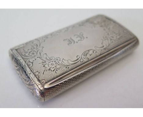 A Victorian Silver Snuff Box with chased foliate scroll decoration, Birmingham 1893, F.M