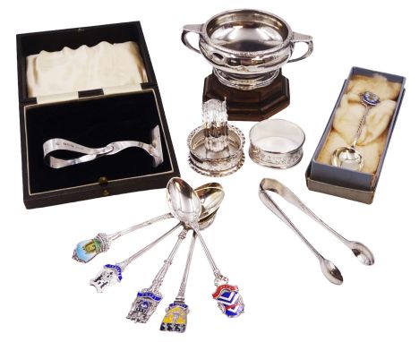 Group of silver, including twin handled trophy, of plain circular form and personal engraving, hallmarked William Neale & Son