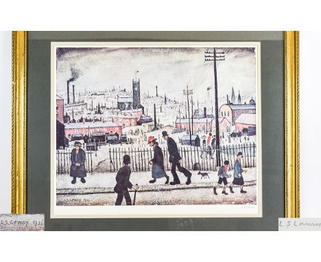 L. S. Lowry 1887 - 1976 Pencil Signed Ltd Edition Colour Print / Lithograph. Titled ' View of a Town ' Fine Art Trade Guild S