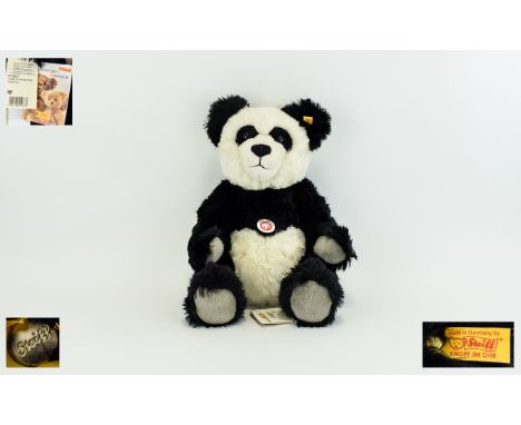 Steiff - Vintage Classic Collectors Club Ltd Edition Mohair Teddy Bear - Named ' Panda Ted ' with Steiff Gold Button to Ear a