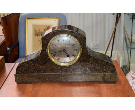 Marble Case Mantle Clock Large clock with gold tone face with roman numerals marked Armstrong Manchester.