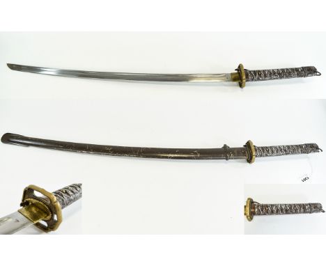 World War II - Military Period Japanese Samurai Non Commissioned Officers Sword with Original Scabbard Shagreen and Wrapped H