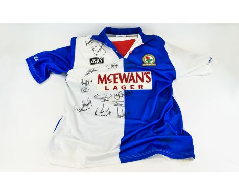 Blackburn Rovers Signed Shirt From Victory Of The First Ever Premier League Championship Size XL shirt with full team and man