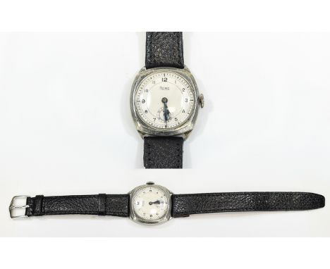Gents Rone Wristwatch Circular White Enamelled Dial Arabic Numerals With Subsidiary Seconds, Manual Wind, 40mm Steel Case. Ov
