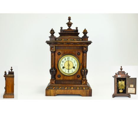 H. A. C. Wurttemberg Nice Quality and Impressive Carved Oak Cased Mantel Clock, with 14 Day Striking Movement Striking on a G