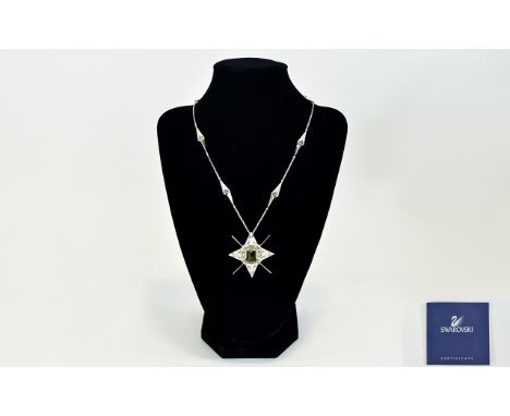 Swarovski Limited Edition Star Statement Necklace Boxed and certificated, silver tone necklace with diamond shaped stations s