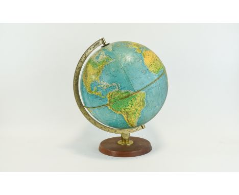 George Phillip & Son London Table World Globe. c.1972, Scan Globe, Copenhagen Denmark. Stands 15 Inches High - Please See Pho