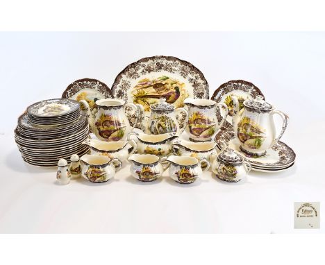 Royal Worcester Group Palissy ''Game Series'' Part Dinner Service, 44 Pieces Comprising 16 Inch Oval Platter, 3 x 12 Inch Ova