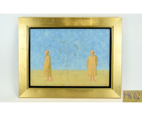 Mikolaj Kasprzyk 1952 Titled ' Spacer ' Walk Oil on Canvas, Signed and Dated 2002. Inscribed and Dates Verso - Gaberia Art La