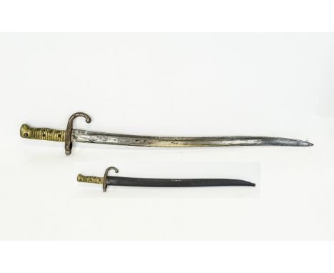 French Model 1866 Sabre Bayonet With Scabbard Dated For 1869