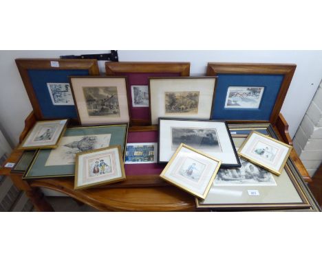 Pictures: to include a study of Stoke Poges church  etching  7.5'' x 9''  framed       BSR