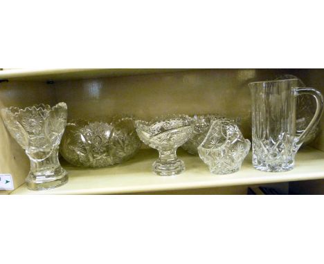 Crystal and other glassware, comprising slice and other ornamented vases and bowls        OS3