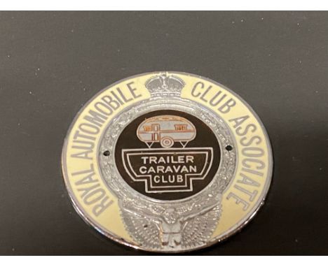 An RAC Associate circular enamel badge with Trailer Caravan Club enamel centre, made by Gaunt.