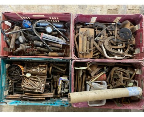 Four boxes of assorted workshop tools etc.