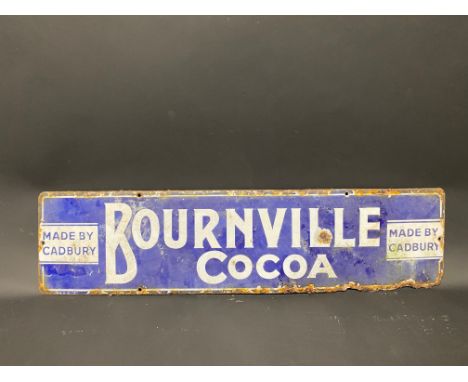 A small Bournville Cocoa rectangular enamel sign, 24 x 6".