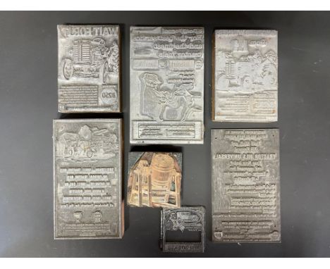 A quantity of reverse printing blocks, some tractor related.
