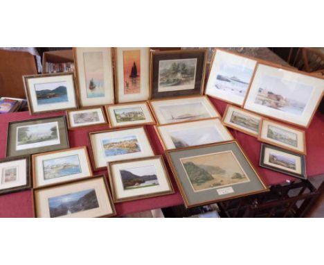 Quantity of coloured prints of country and seascape. Condition report: see terms and conditions