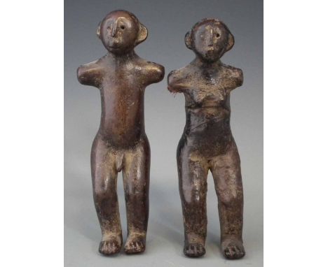 Pair of Tanzanian cloth and clay composition figures, possibly Zigua or Pare, 18.5cm high       All lots in this Tribal and A