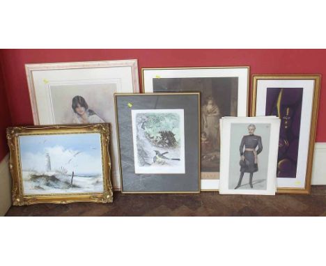 Collection of spy prints and five other framed pictures Condition report: see terms and conditions