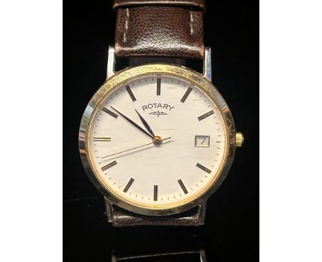 Rotary wristwatch with date app at 3 o clock gold plated