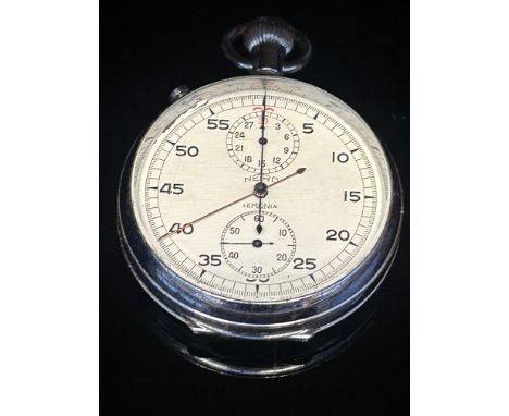 ﻿﻿A vintage Lemania Stopwatch currently ticking 